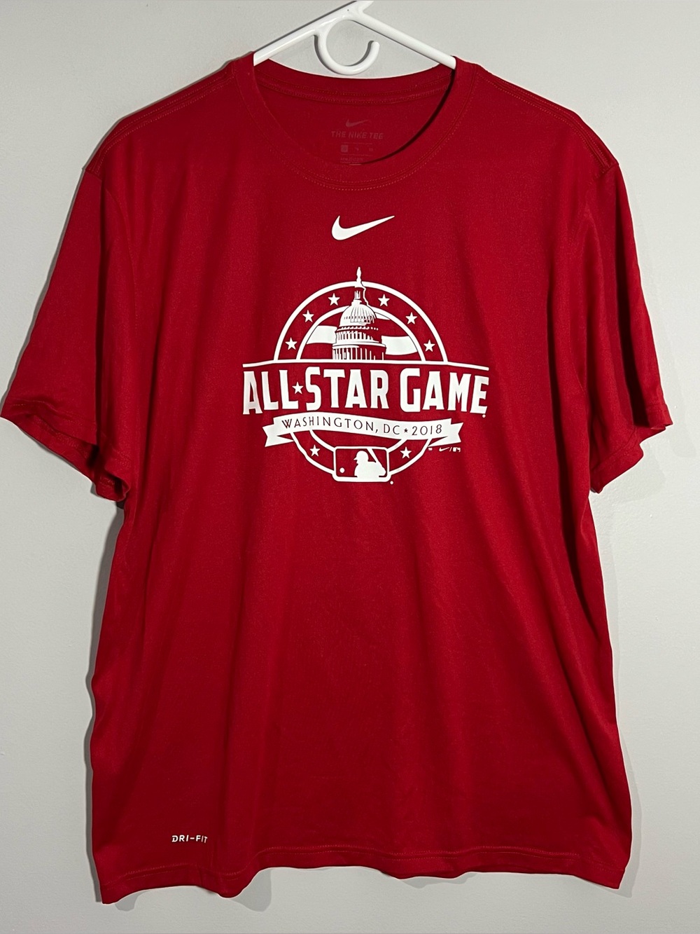 Nike MLB All Star Game 2018 Baseball Red White Short Sleeve T-Shirt Mens XL
